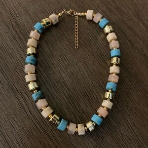 Ruthie Grace Gold and Blue Beaded Necklace